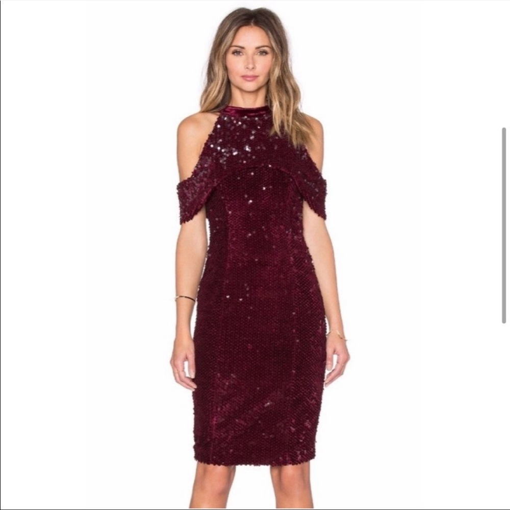 Lavish Alice Burgundy Sequin Midi Dress